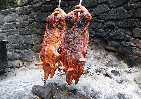 Porcetto arrosto, Pranzo tipico con i pastori di Orgosolo